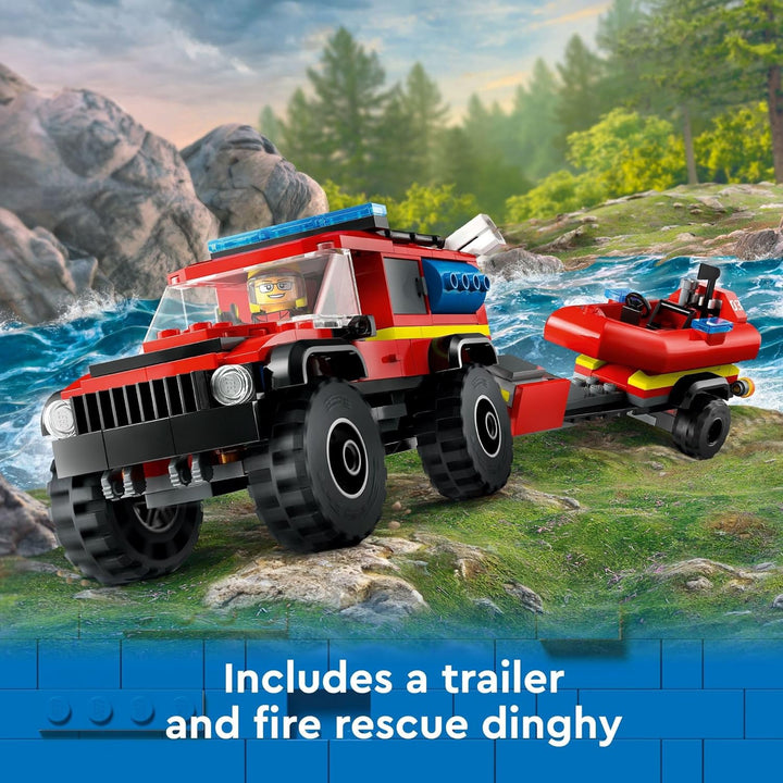 LEGO Toy City 4X4 Fire Truck with Rescue Boat 301PCS 60412