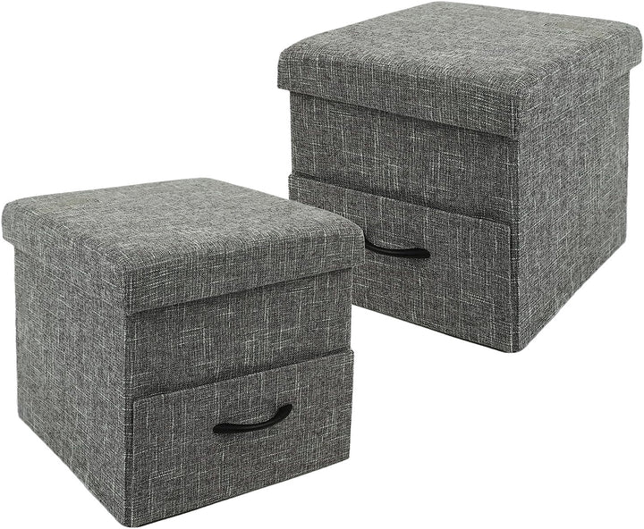 Ottoman Linen Storage 2PC Set W/DRAW Collapsible