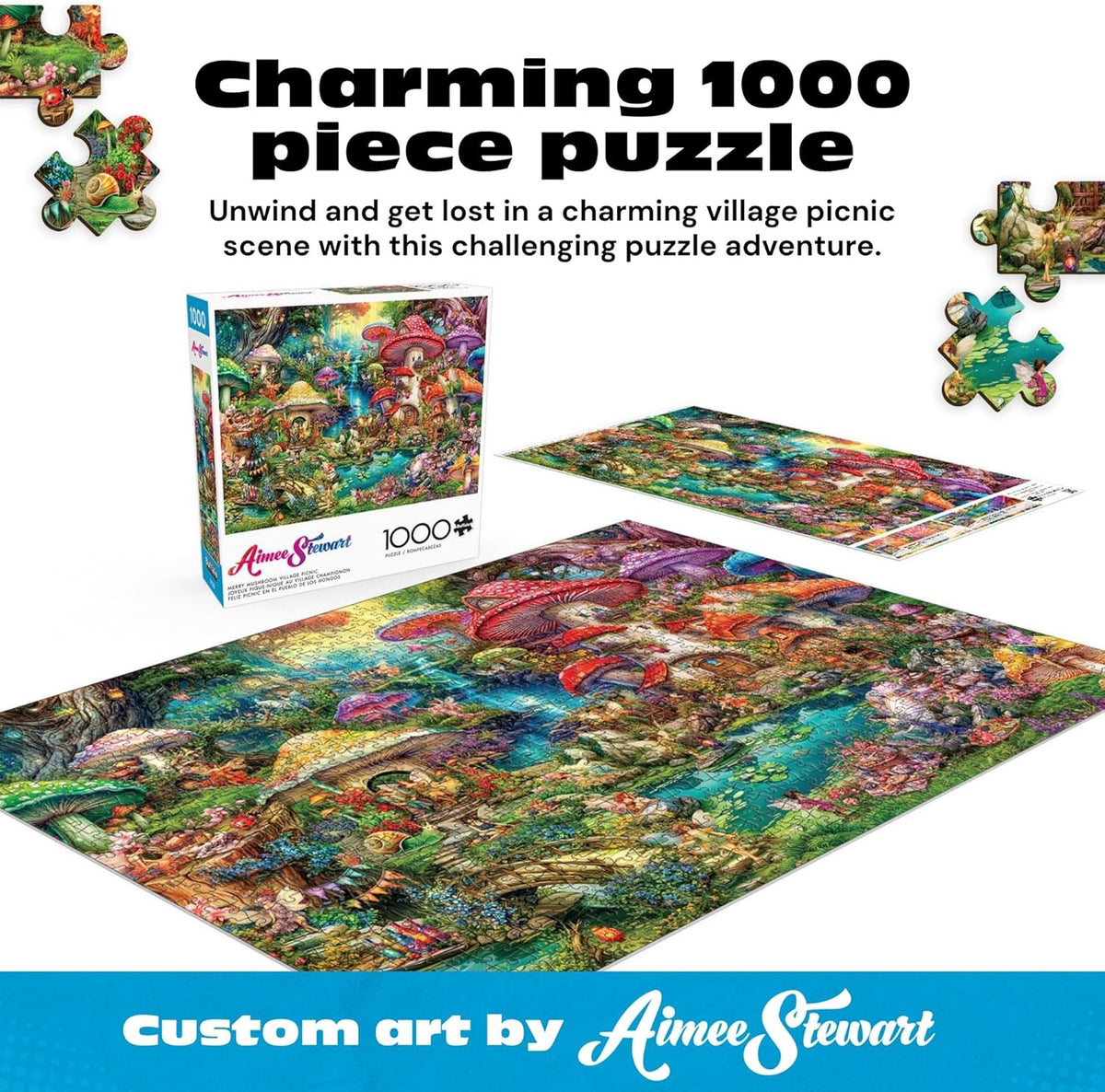 BUFFALO GAMES Puzzle Jigsaw Merry Mushroom Village 1000PC
