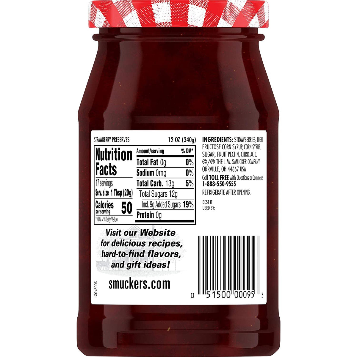 SMUCKER'S Strawberry Preserves 12OZ 340G