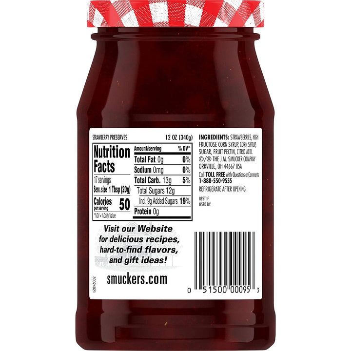 SMUCKER'S Strawberry Preserves 12OZ 340G