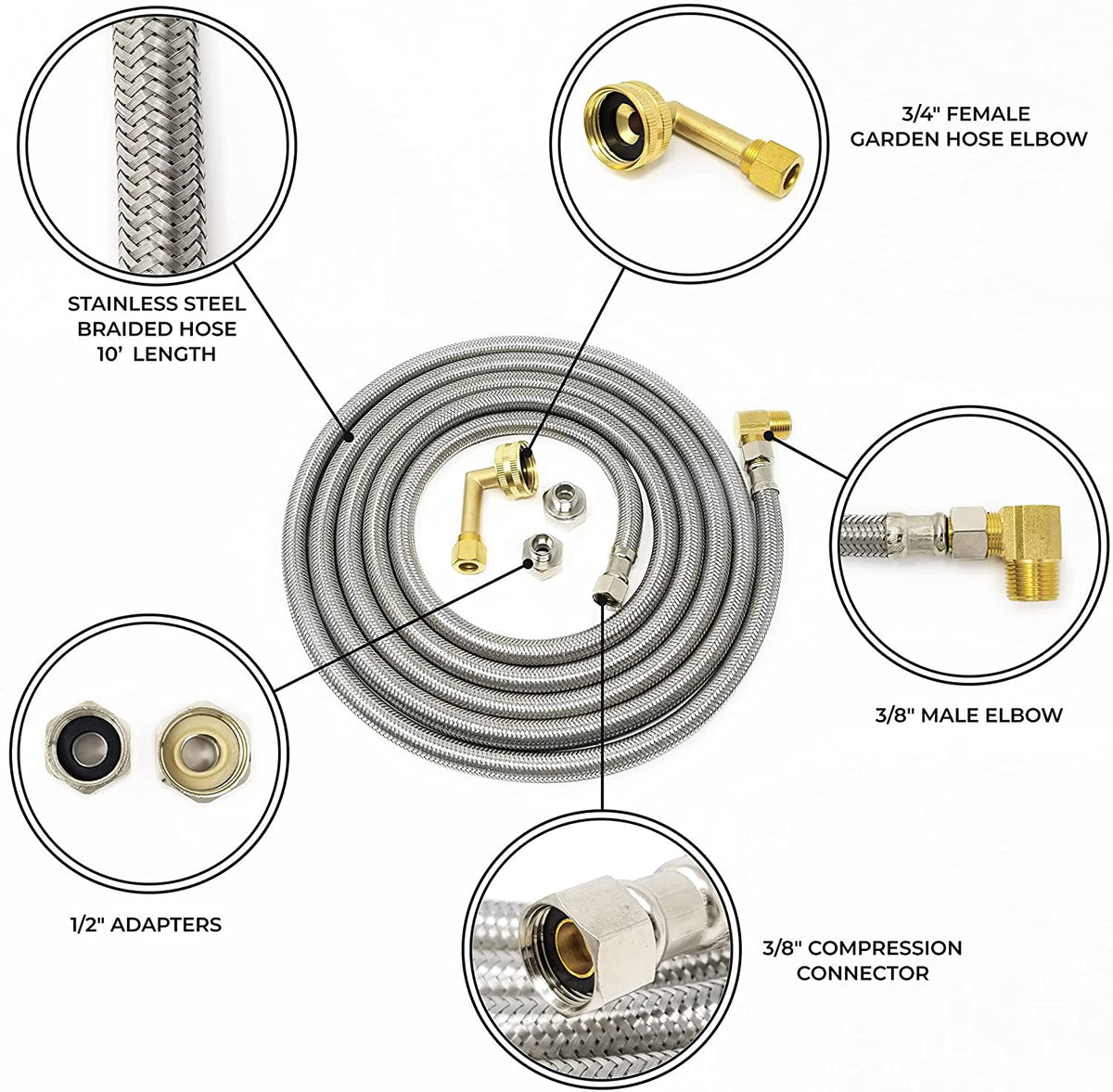KELARO Dishwasher Fitting 4' Hose Kit