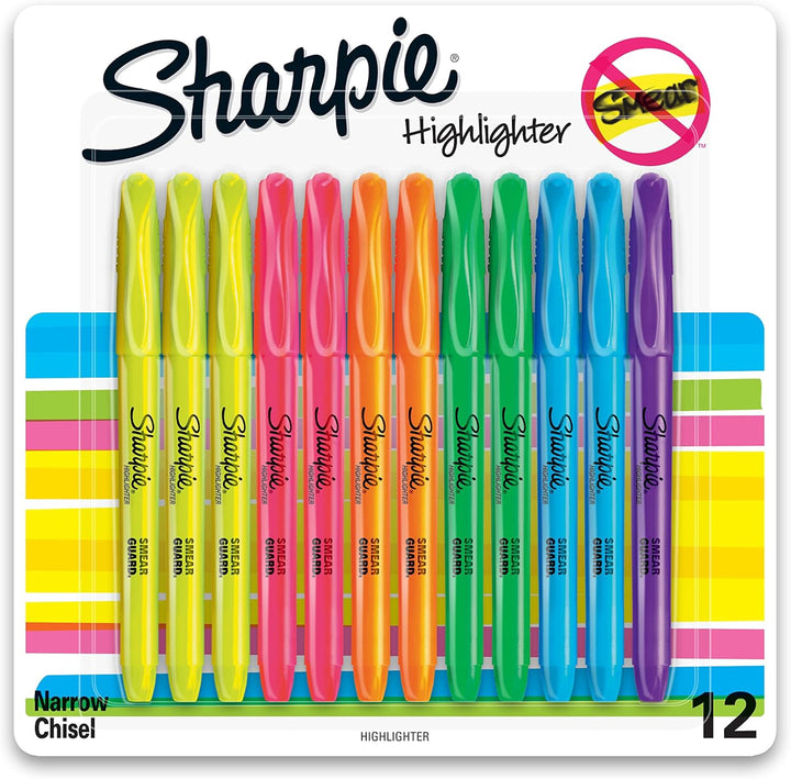 SHARPIE Stationery Highlighter Pocket Style Chisel Tip 12PC