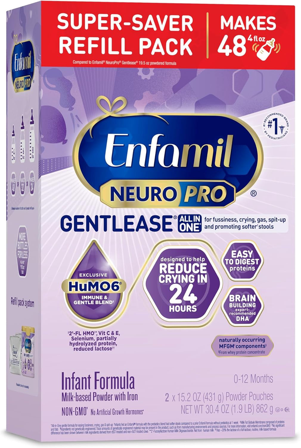 MEAD JOHNSON NUTRITION Enfamil Infant Formula Gentlease Neuro Pro 0-12 Months 30.4OZ 1.9LB 862G