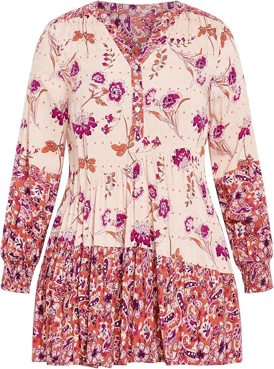 AVENUE Shirt Tunic Plus Cynthia Brown / Blue