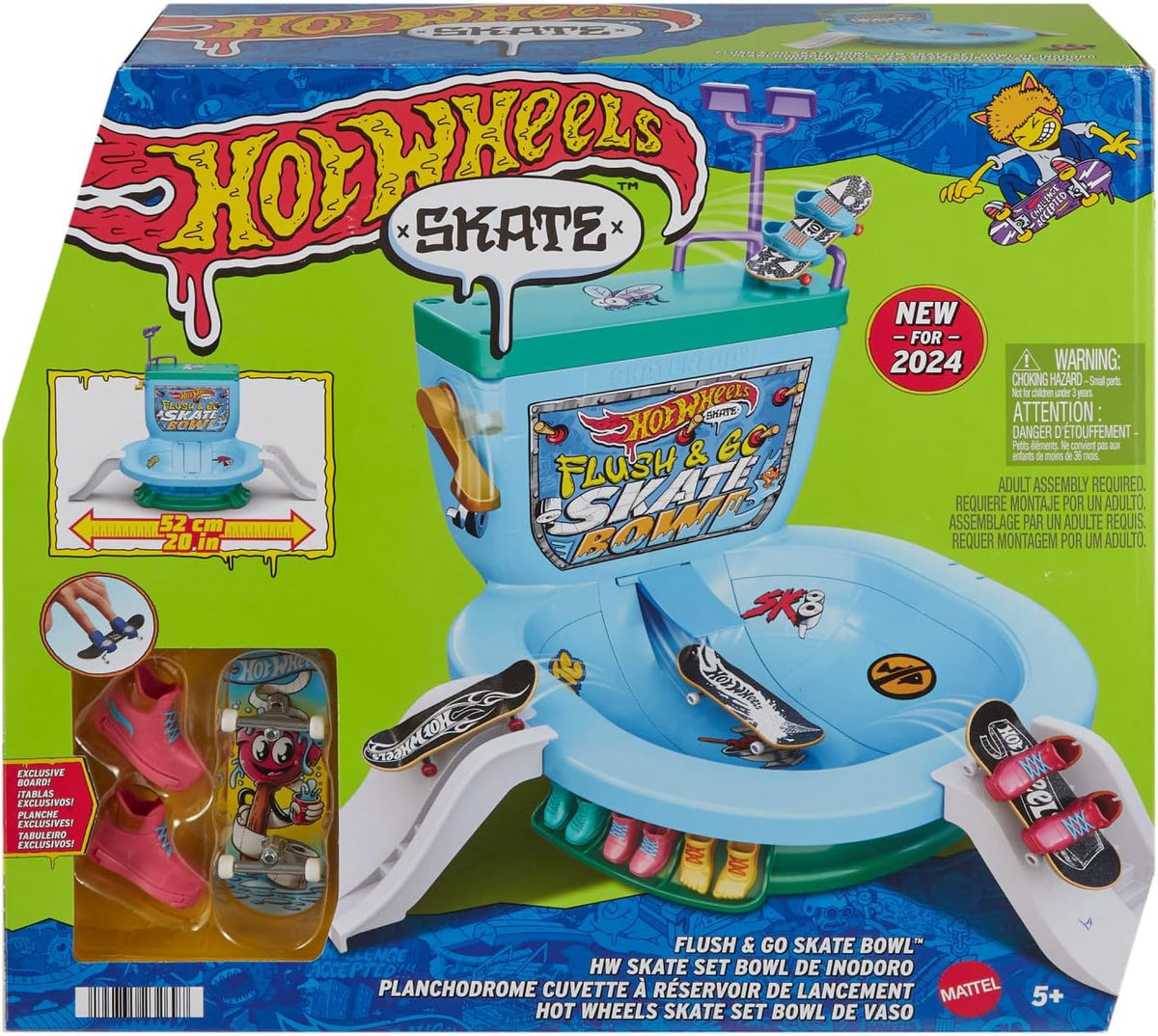 HOT WHEELS Toy Skate Fingerboard Flush & Go Skate Park