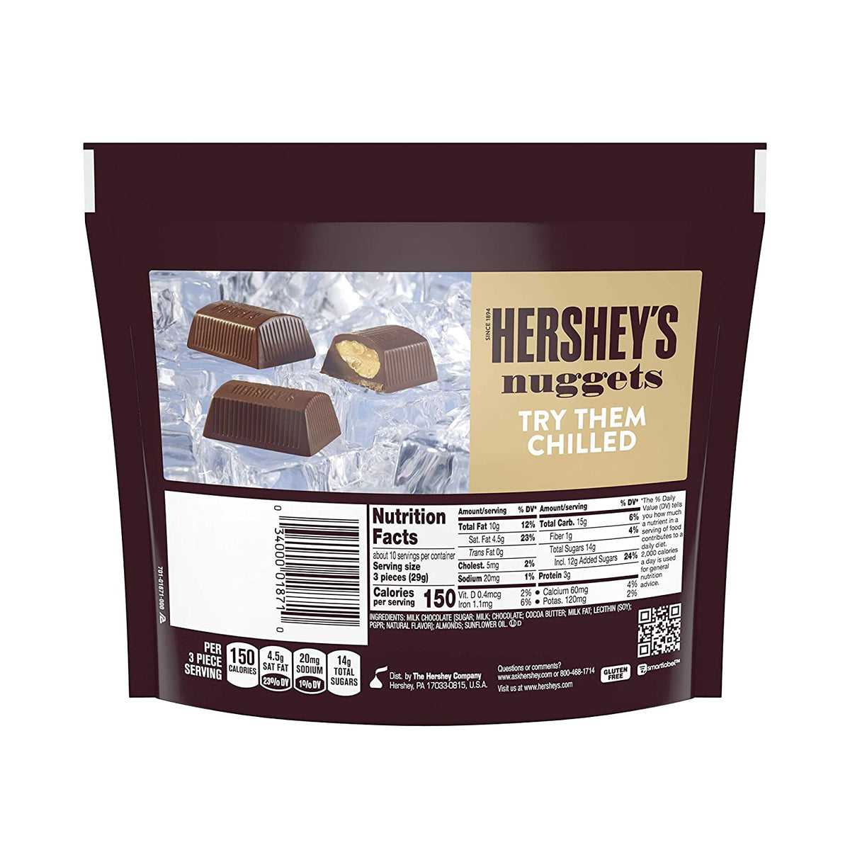HERSHEY'S Nuggets Milk Chocolate with Almongs 10.2OZ 286G