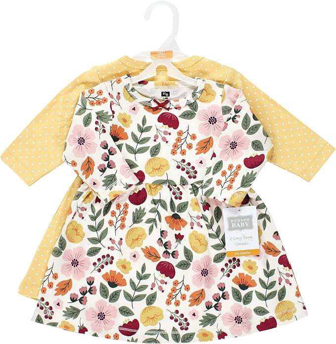 HUDSON BABY Baby Dress Hudson 2PACK Cotton Floral Polka Dots