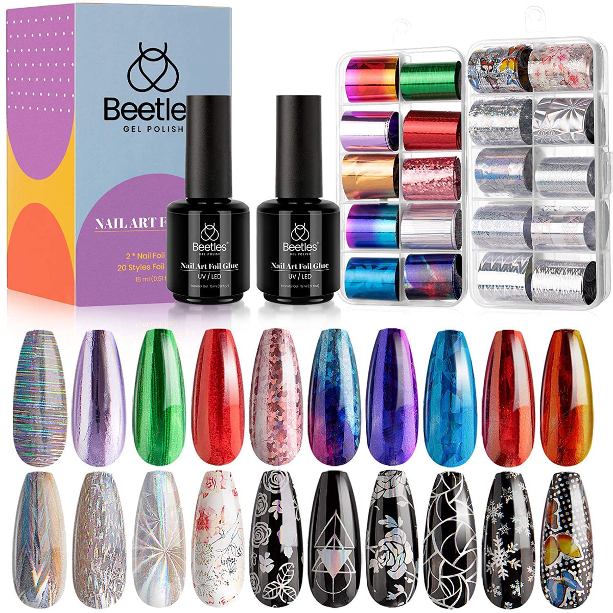 BEETLES Nail Foil Glue Kit Holographic
