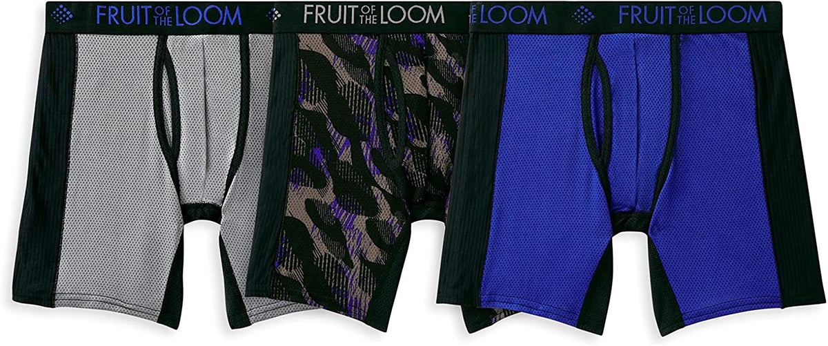 FRUIT OF THE LOOM Men Boxer Brief 3PC Tri Cool Breathable