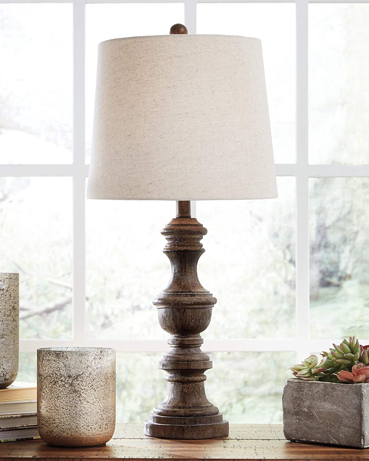 ASHLEY Table Lamp Ahley Signature Design Magaly Cottage Set of 2 Brown 27.65" L276024