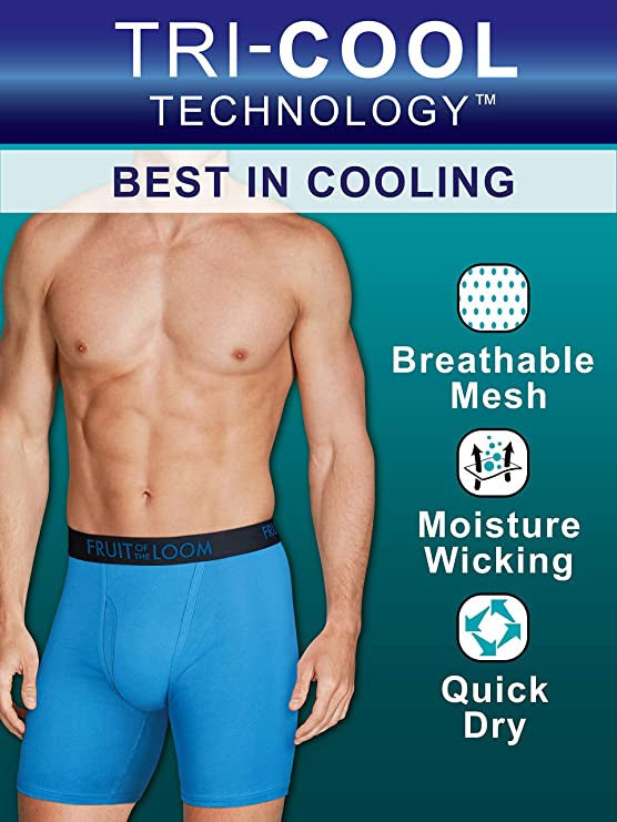 FRUIT OF THE LOOM Men Boxer Brief 3PC Tri Cool Breathable