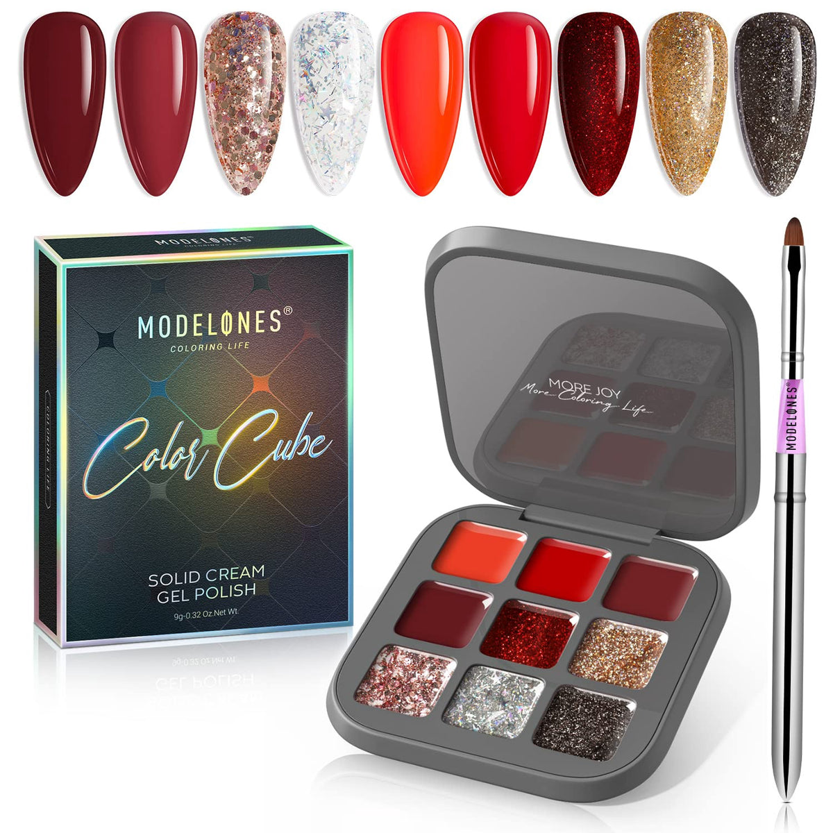 MODELONES Nails Color Cube Crème Gel Polish Set Manicure Palette 9 Colors