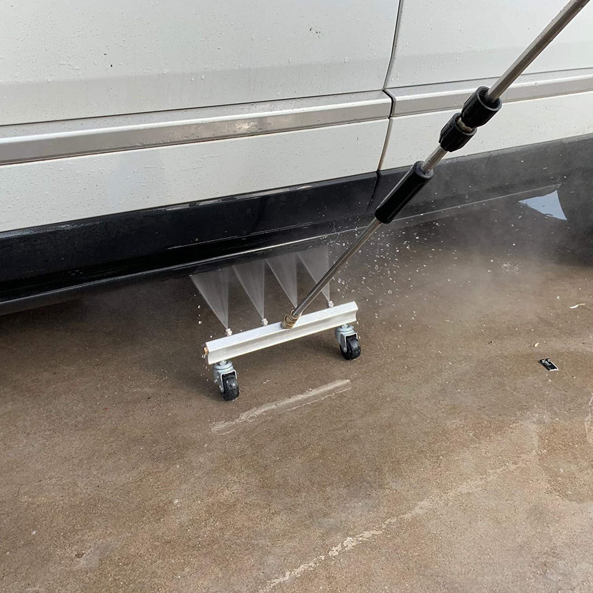 Pressure Washer Gun Jet Rail Silver on Wheels 4 Jets Vehicle Undercarriage