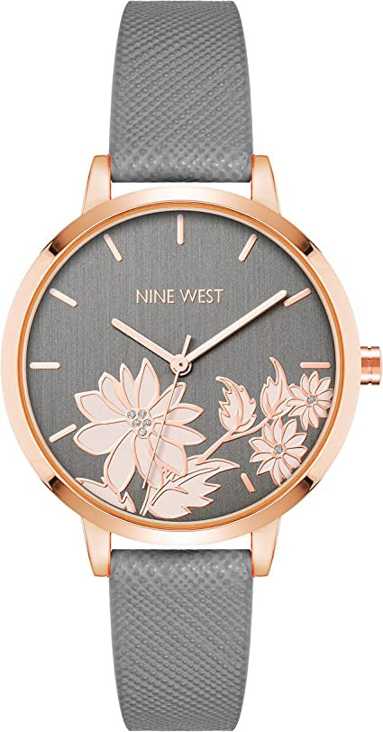 NINE WEST Watch Women Strap Floral Pink /Grey 2884