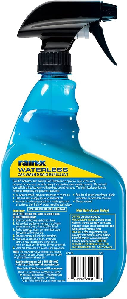 RAIN-X Waterless Car Wash & Rain Repellent 620100 0921 32FL OZ