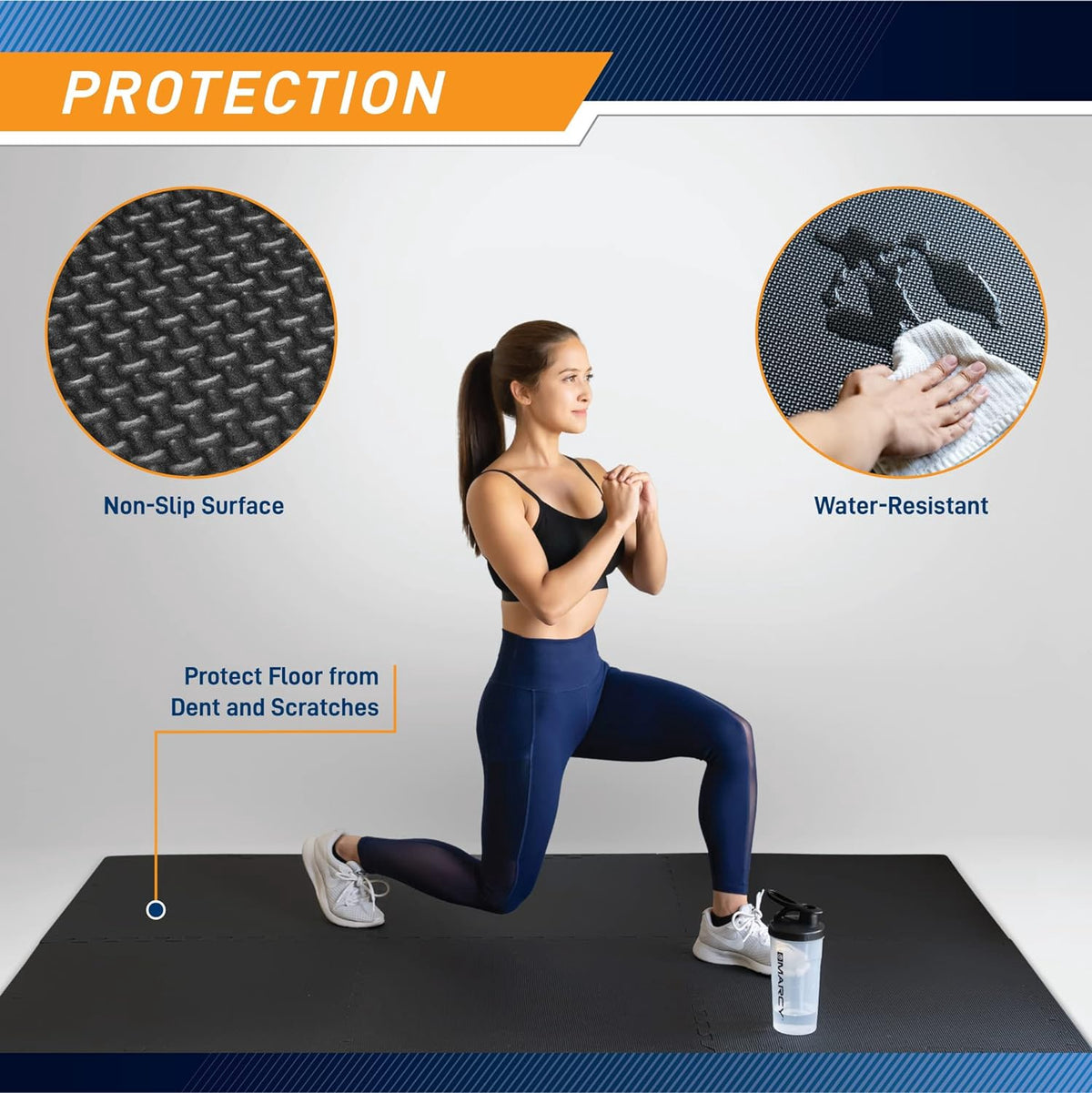 MARCY Gym Mat Foam Interlocking Black 6PC Set