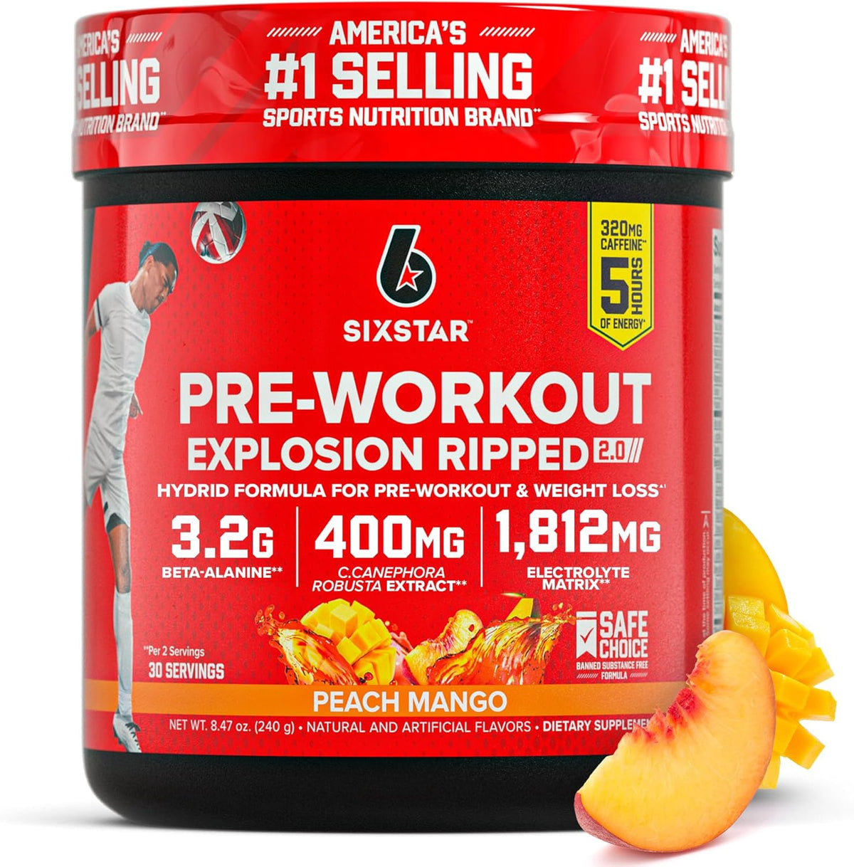 SIXSTAR Supplement Six Star PRE-WORKOUT Explosion Peach Mango 8.47OZ