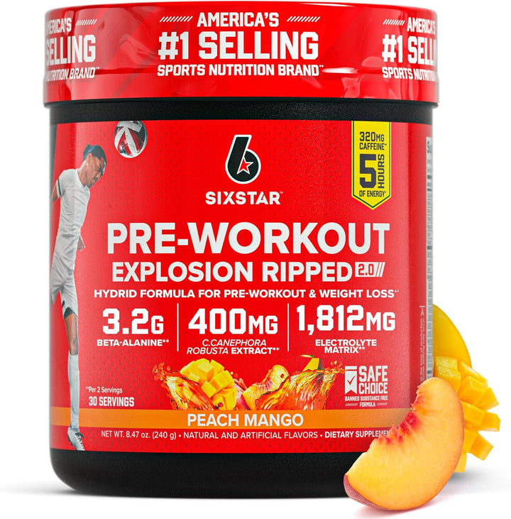 SIXSTAR Supplement Six Star PRE-WORKOUT Explosion Peach Mango 8.47OZ
