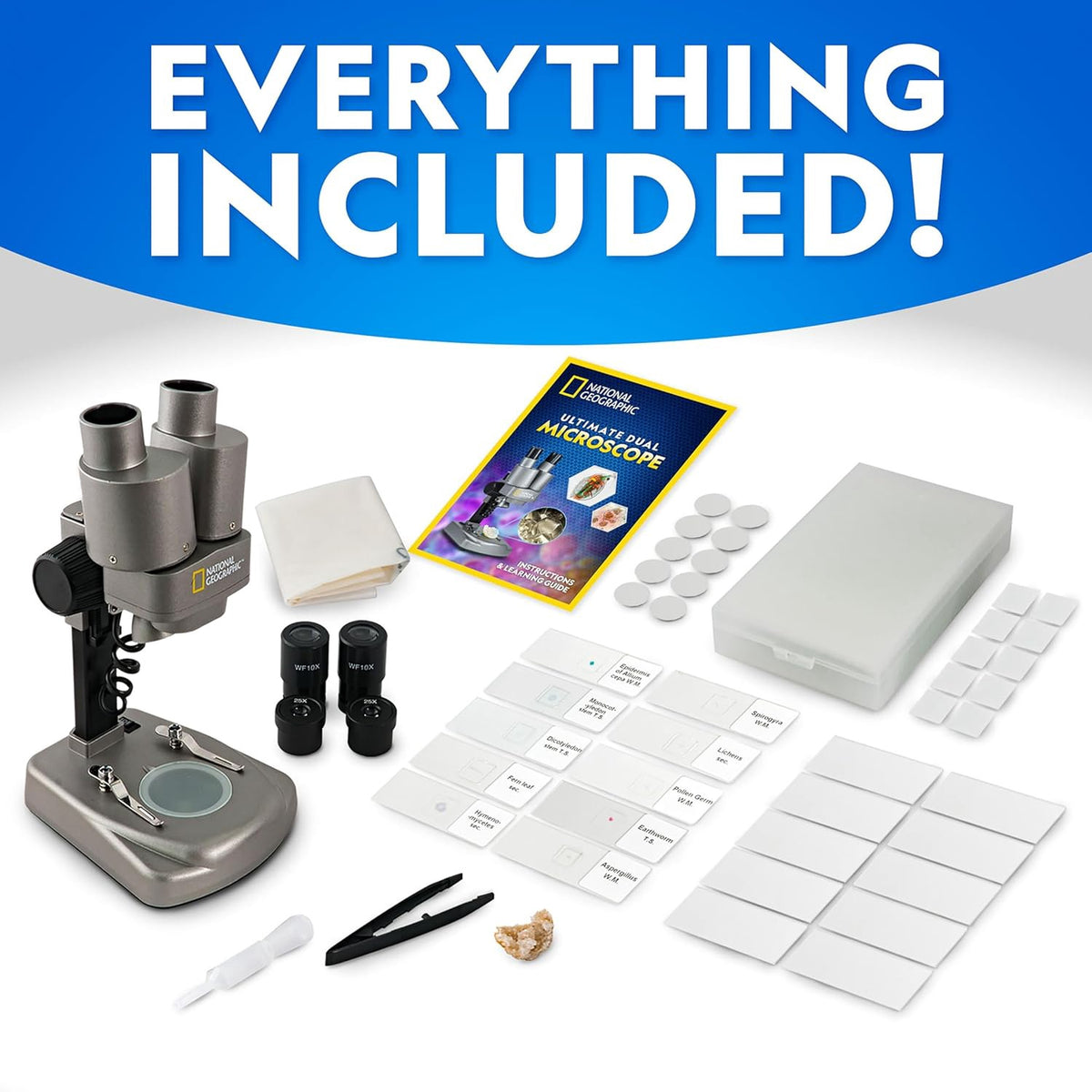 NATIONAL GEOGRAPHIC Toy Dual LED Kids Microscope - 50+ Pc Kit