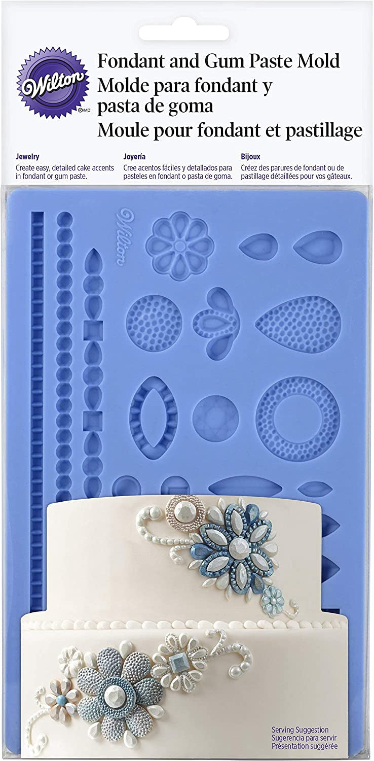 WILTON Baking Fondant and Gum Paste Silicone Mold Jewelry Blue 409-2528