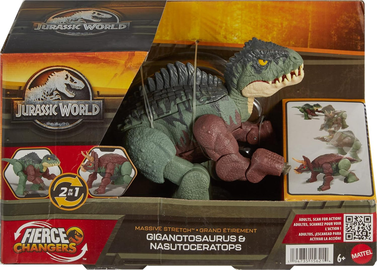 JURASSIC WORLD Toy Dinosaur Mattel Fierce Changers 2-IN-1