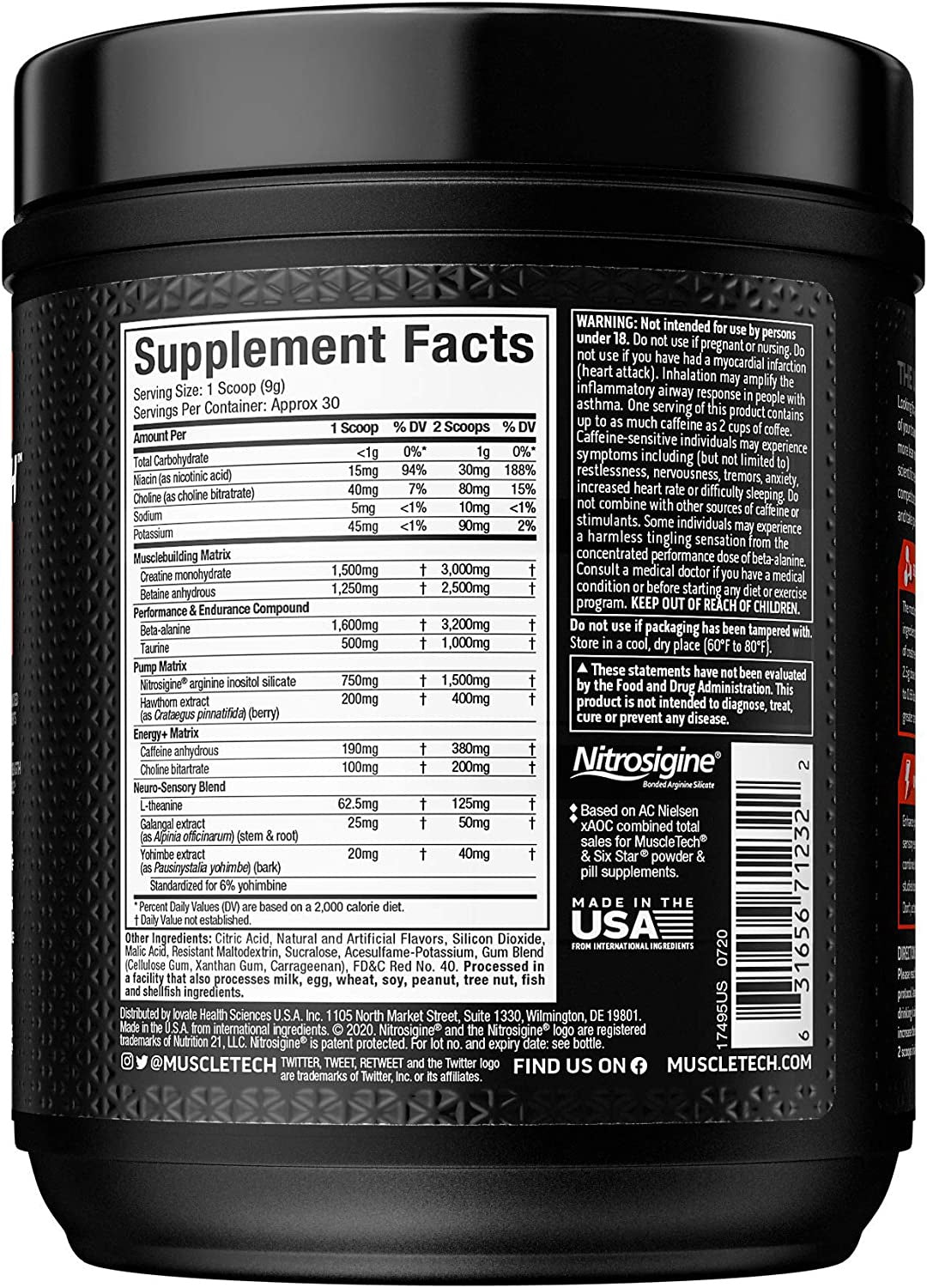MUSCLETECH Supplement Pre Workout Powder Vapor X5 Miami Spring Break