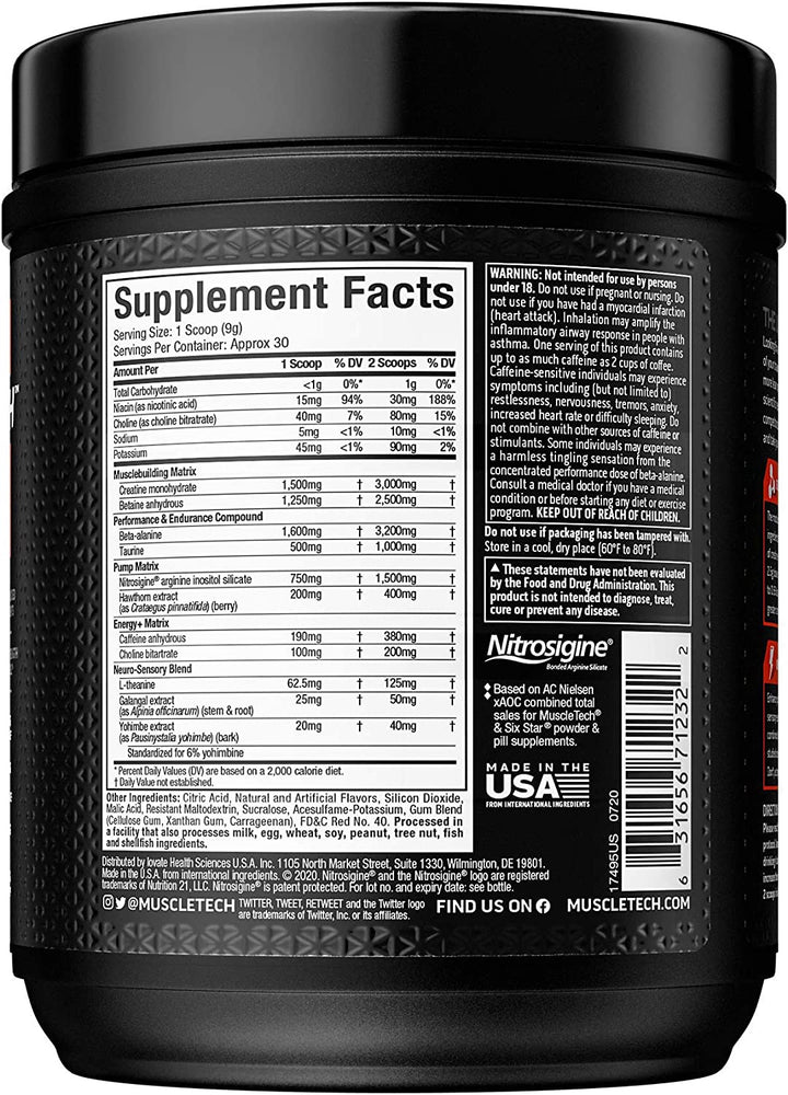 MUSCLETECH Supplement Pre Workout Powder Vapor X5 Miami Spring Break