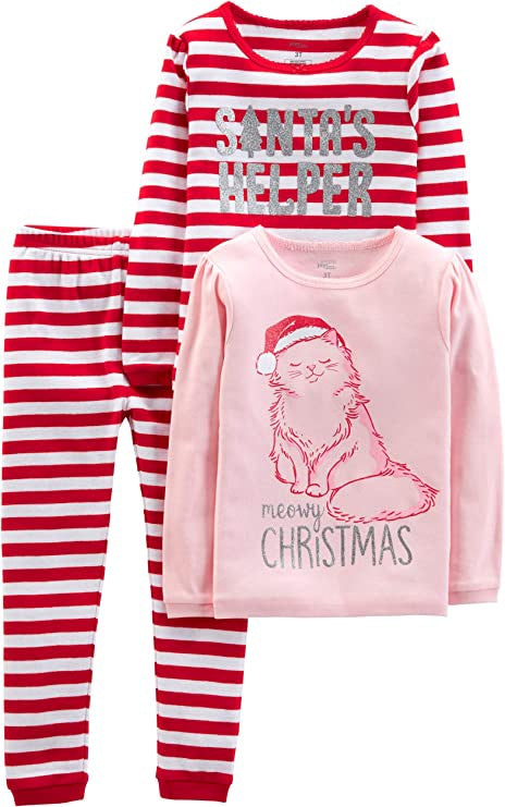 CARTER'S Baby Pajama Set Simple Joys by Unisex 3PCS RED/WHITE/PINK