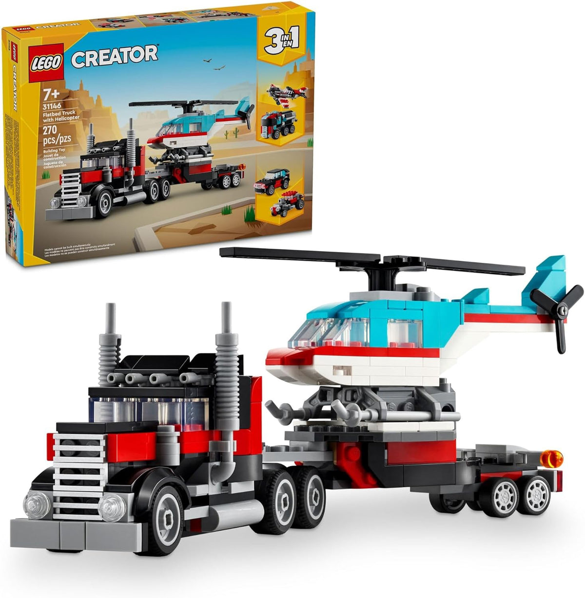 LEGO Toy Creator Flatbed Truck with Helicopter 31146 270PCS
