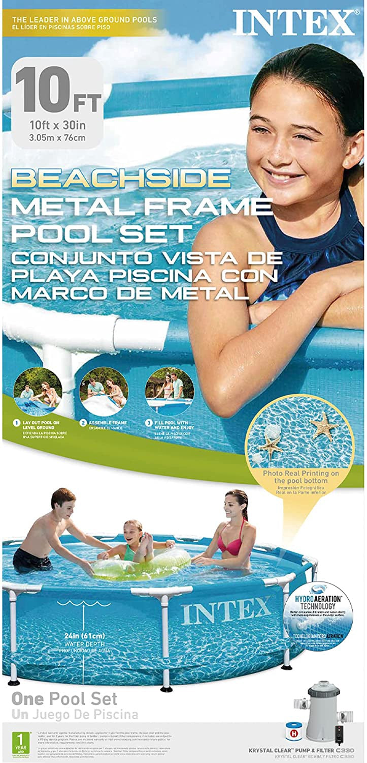 INTEX Pool 28207 10' X 30" Metal Frame 3.1M with Pump Filter