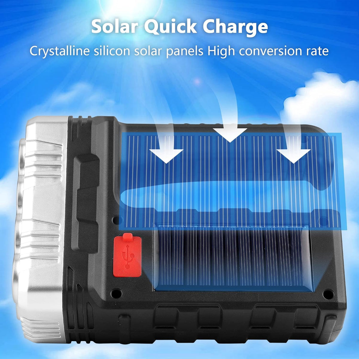 Torch Light LED 7701-A B Rechargeable Solar Energy Outdoor Hand