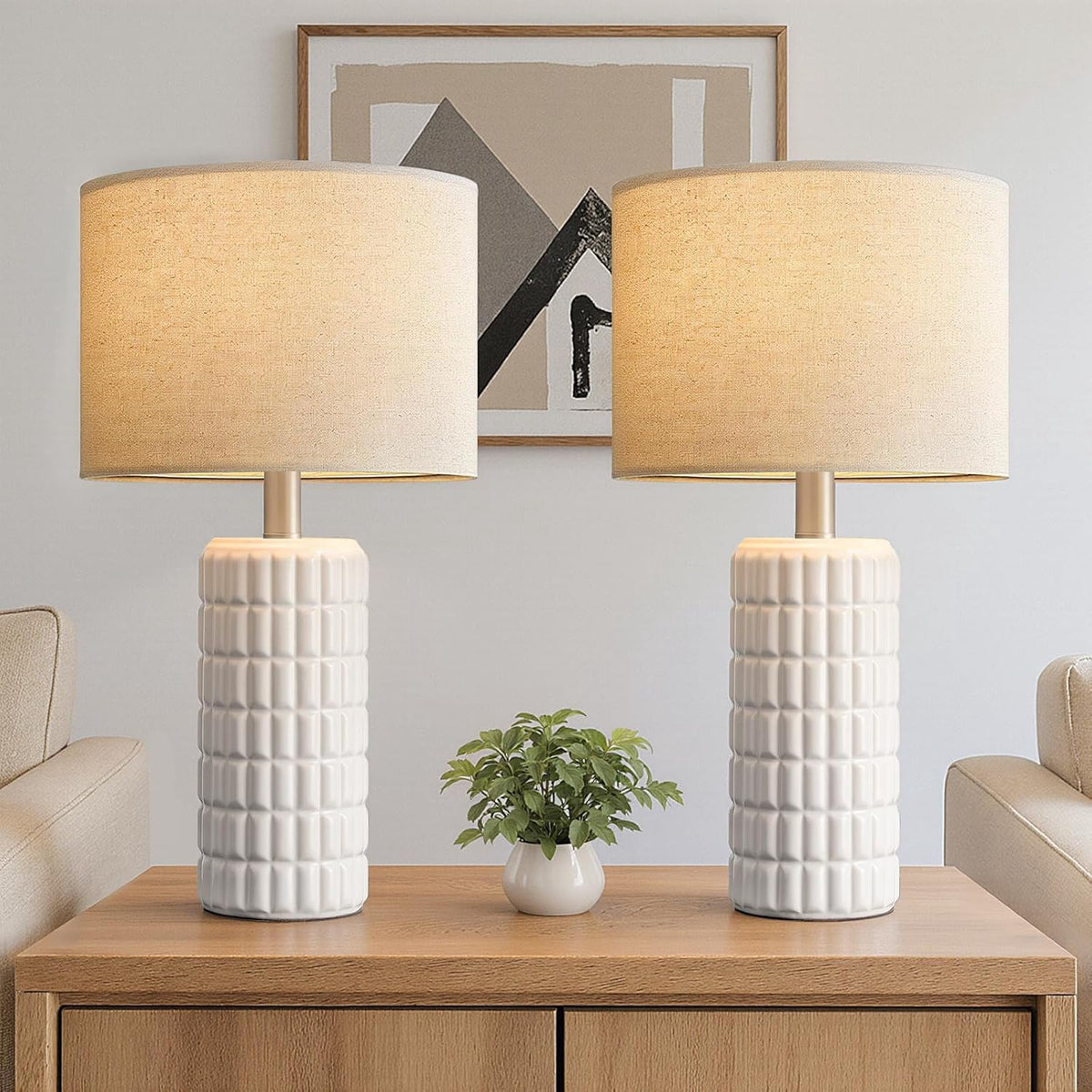 Table Lamp Ceramic Modern White Set of 2