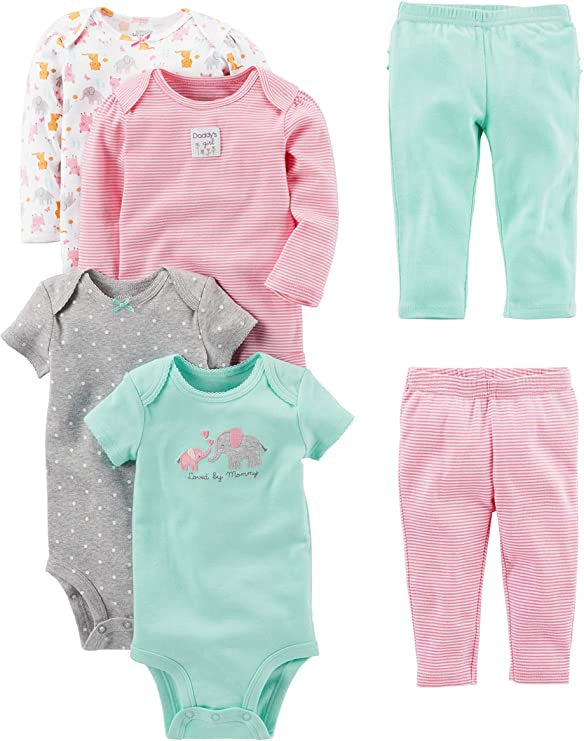CARTER'S Baby Bodysuit Set Simple Joys by Pink 6PCS