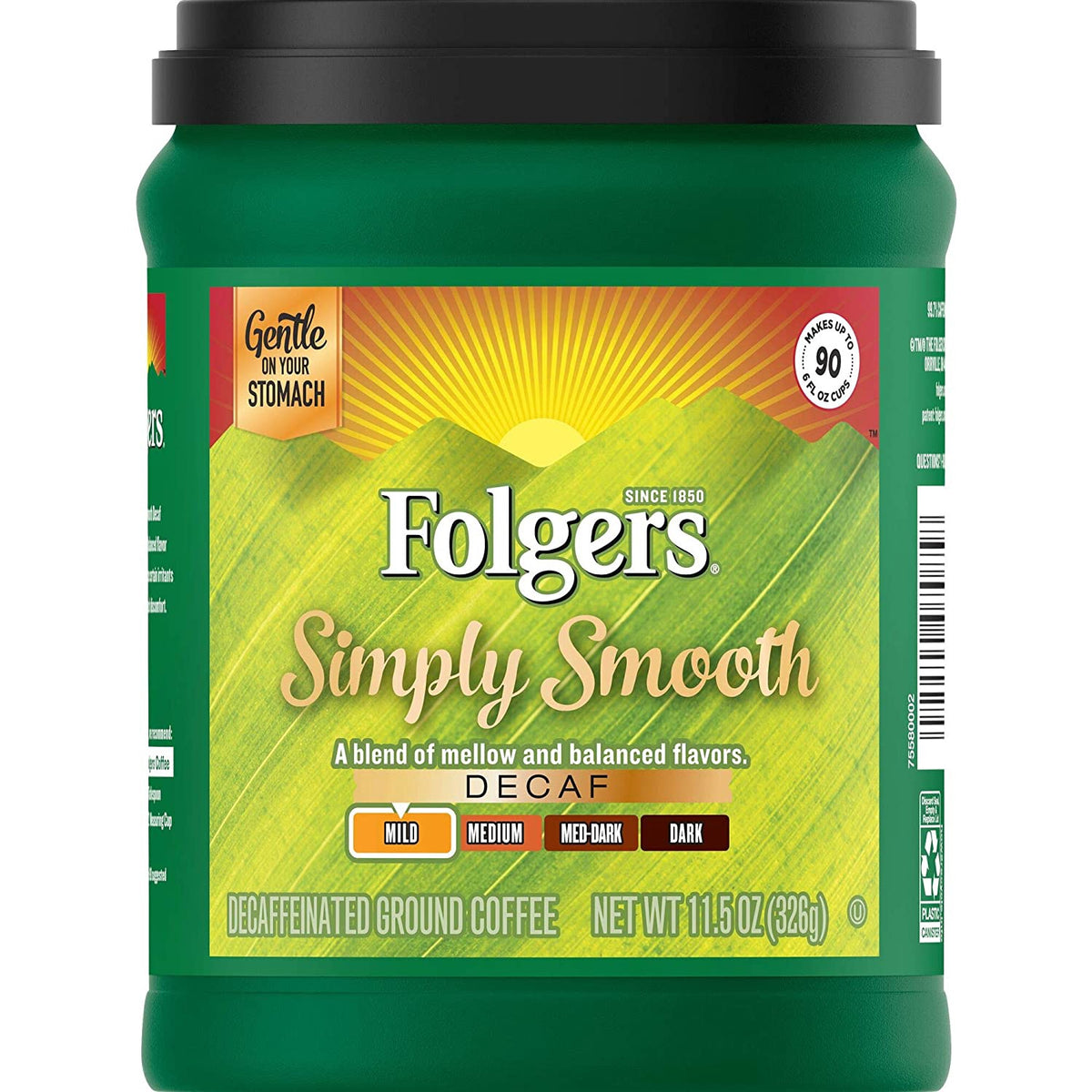 FOLGERS Coffee Simply Smooth Decaf Mild Ground 11.5OZ 326G