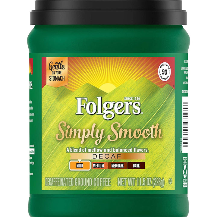 FOLGERS Coffee Simply Smooth Decaf Mild Ground 11.5OZ 326G