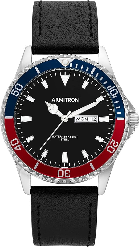 ARMITRON Watch Function Dial Leather Strap 5483BKSVWM