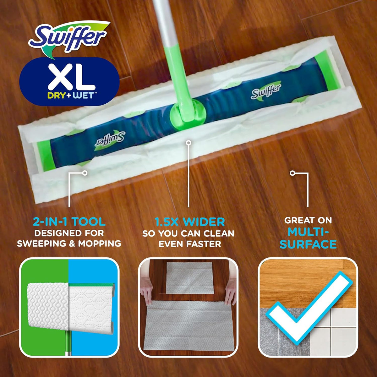 SWIFFER Sweeper Kit Xl with 8 Dry & 2 Wet Cloths