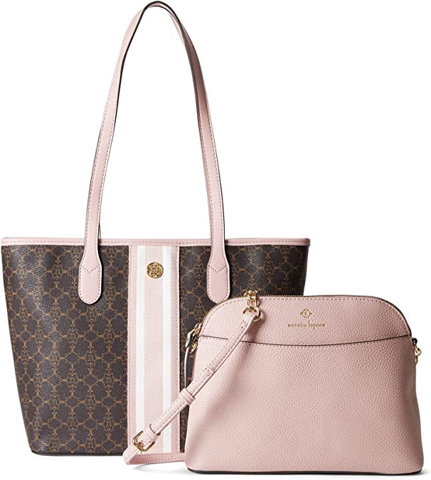 NANETTE LEPORE Bag 2PC Set Tote & Crossbody Chocolate / Pink