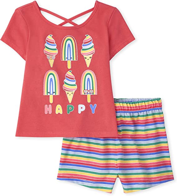 THE CHILDREN'S PLACE Baby Top & Shorts Set Toddler CORAL/LILAC