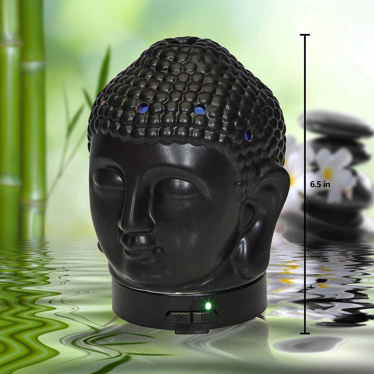AROMAR Oil Diffuser Ultrasonic Ceramic Head Black with 7 Color LED Lights 100ML 90601