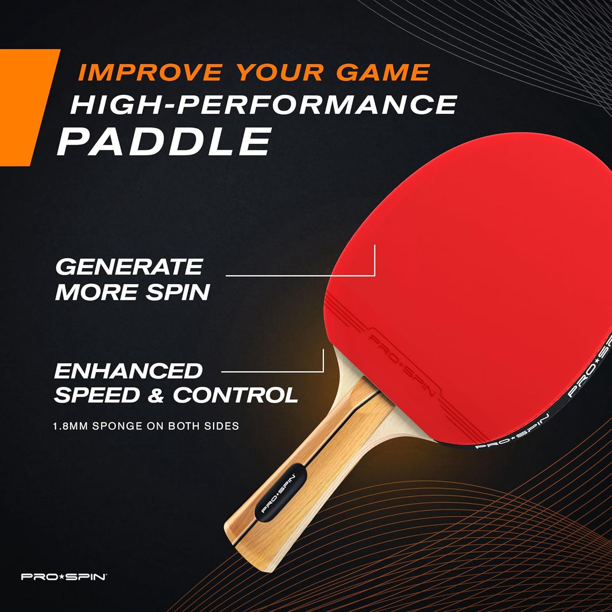 Table Tennis Rackets Pro Spin 1-PLAYER 7-PLY 1.8MM Spong