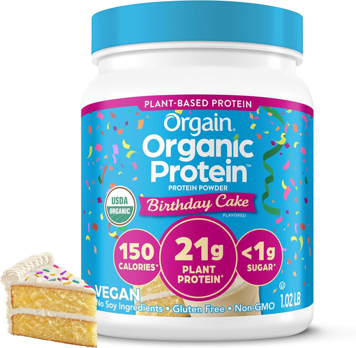 ORGAIN Supplement Protein Powder Organic Birthday Cake 1LB