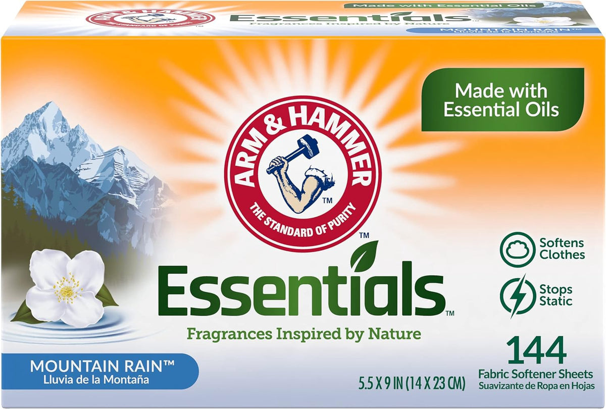 ARM & HAMMER Dryer Sheet Fabric Softener Mountain Rain 144