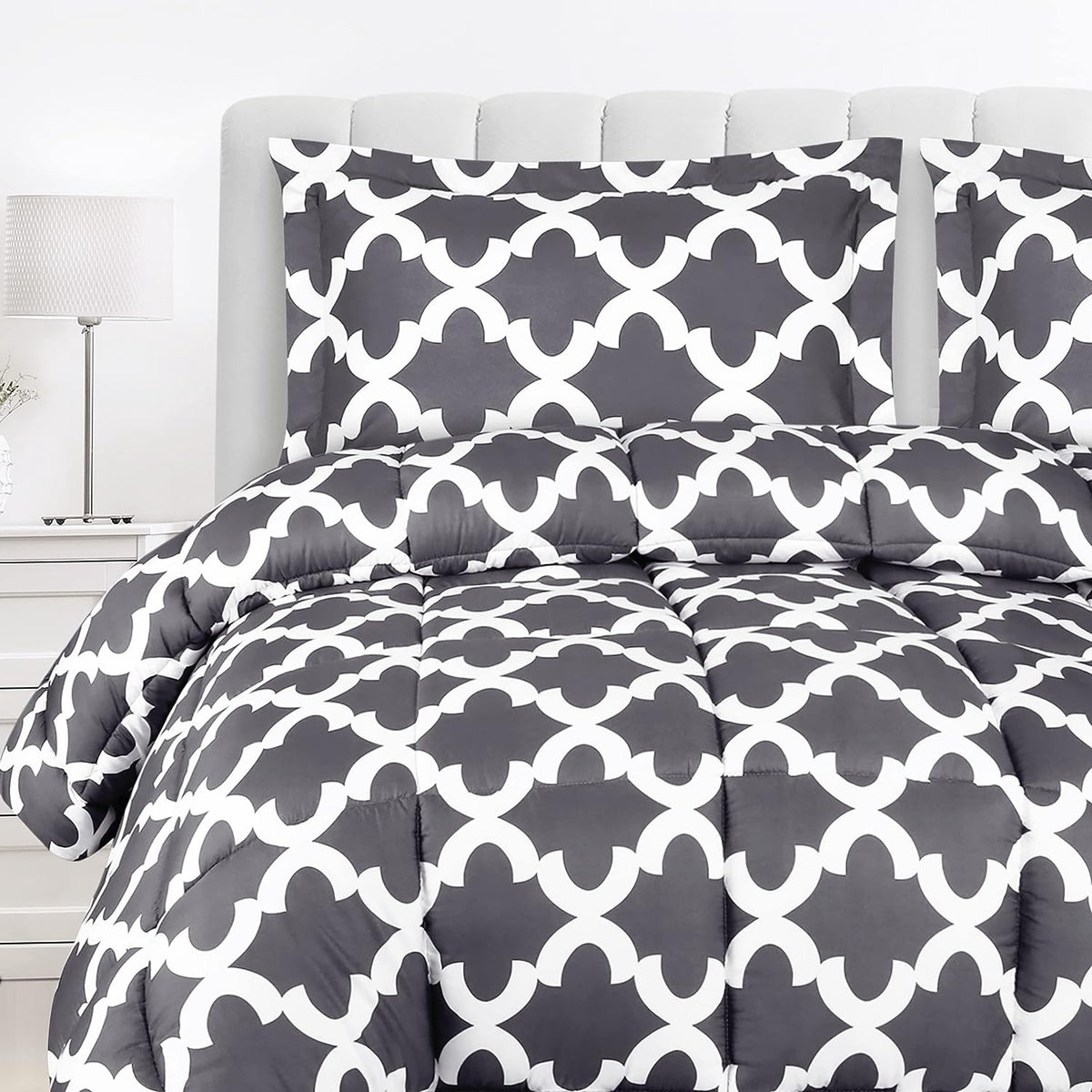 UTOPIA Comforter Set Queen / King Grey W/ 2 Shams