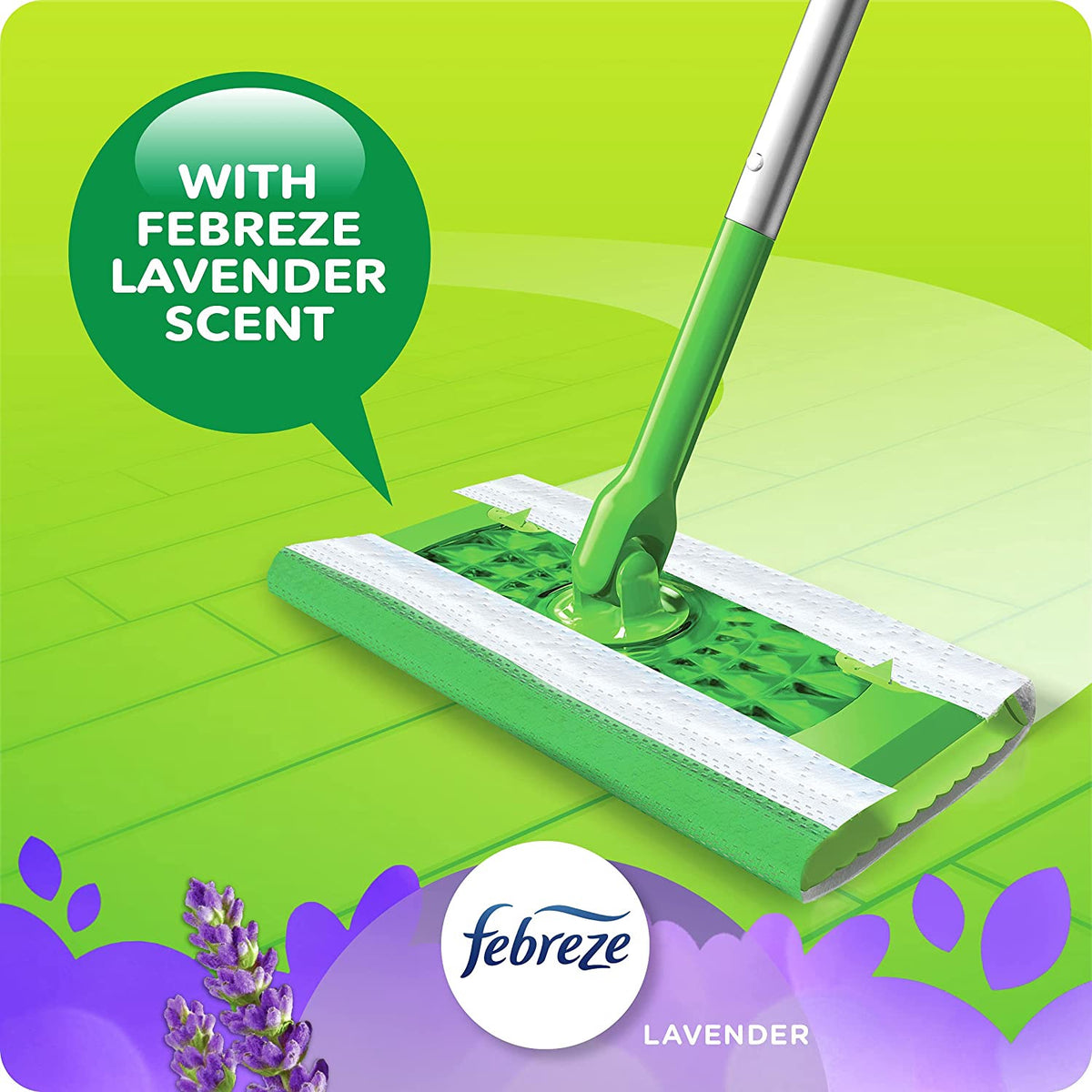 SWIFFER Sweeper Wet Refill Mopping Pad for Floor Mop with Febreze Lavender 12 Count