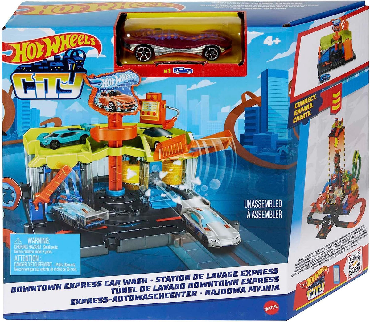 HOT WHEELS Toy City Car Track Set Car Wash