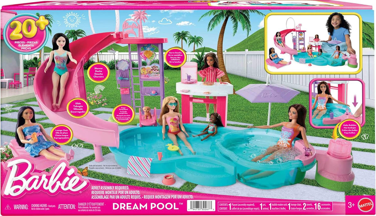 BARBIE Toy Dream Pool Playset with 6 Play Areas