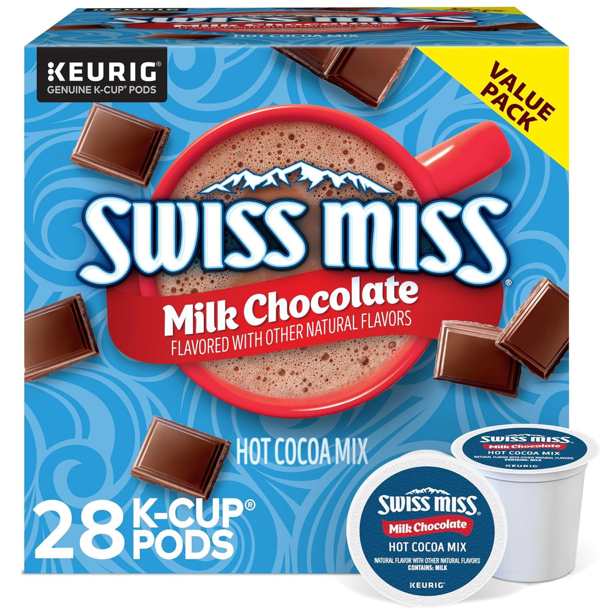 SWISS MISS Coffee K-CUP Pods Keurig Milk Chocolate 28 .