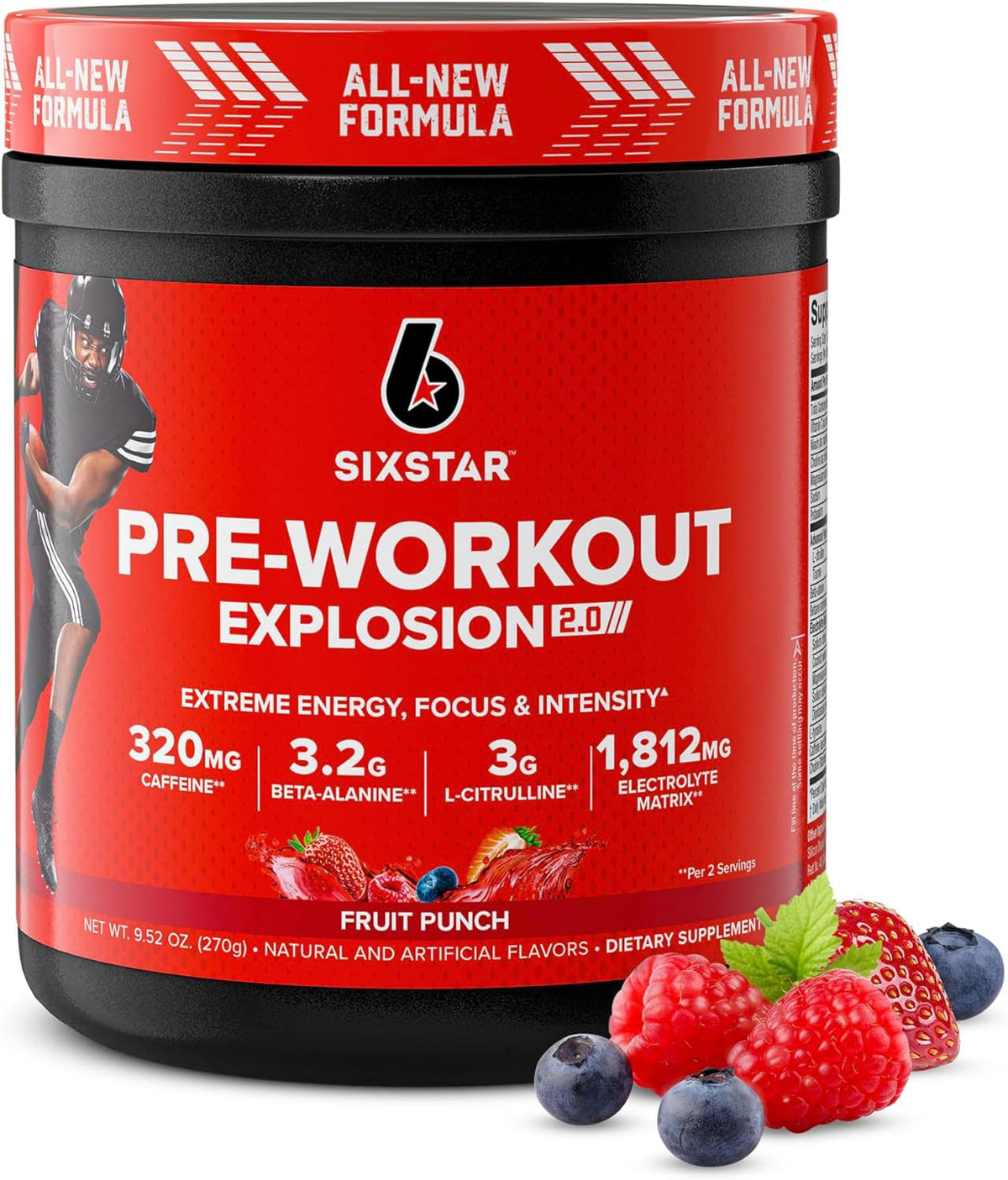 SIXSTAR Supplement PRE-WORKOUT Fruit Punch 9.5OZ